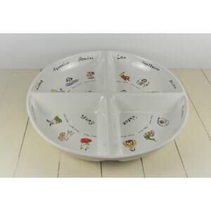 Pottery Barn White Whats Your Sign Horoscope Party Divided Server Dish 15”